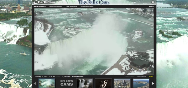 Niagarské vodopády v reálném čase