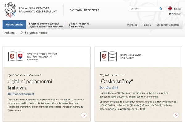 titulní stránka digitálního repozitáře