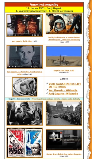 Jurij Gagarin na webu ŠenK