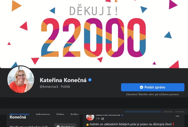 Facebook Kateřiny Konečné